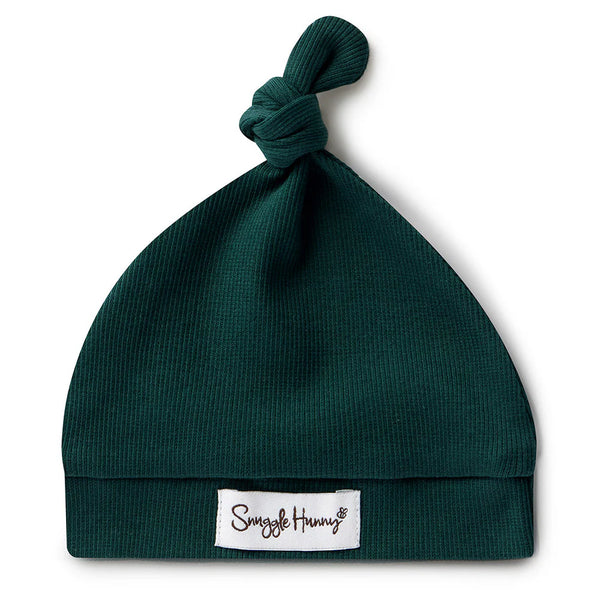 ROOM TO BLOOM Ribbed Knotted Beanie - Emerald