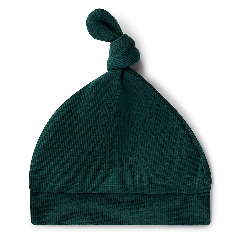 ROOM TO BLOOM Ribbed Knotted Beanie - Emerald