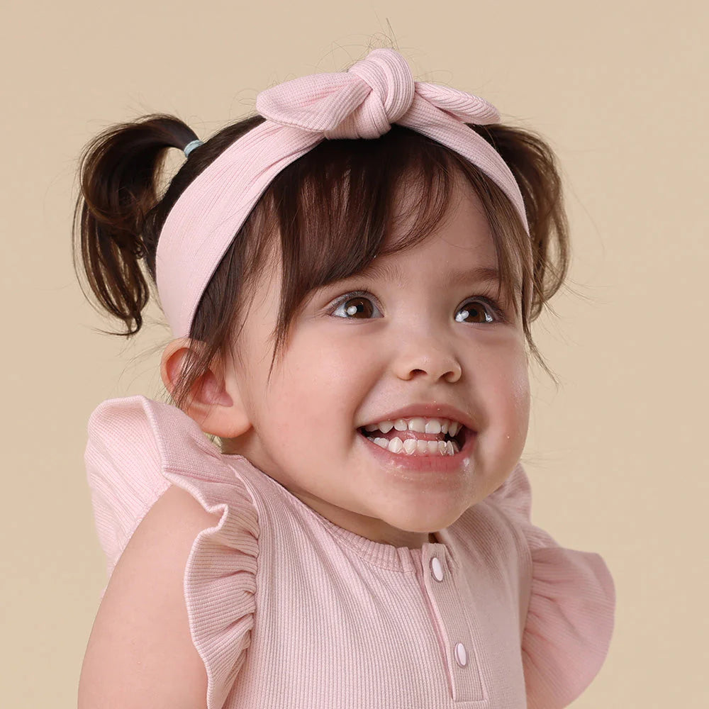 SNUGGLE HUNNY Ribbed Topknot Headband - Baby Pink