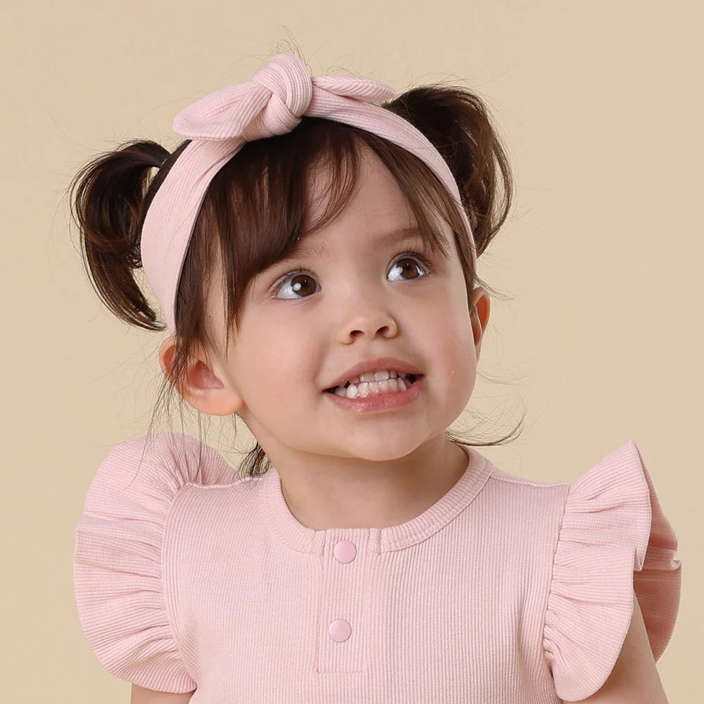 SNUGGLE HUNNY Ribbed Topknot Headband - Baby Pink