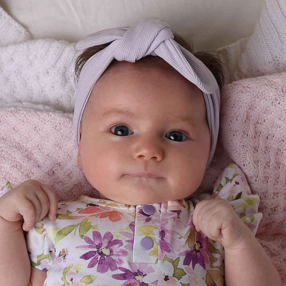 SNUGGLE HUNNY Ribbed Organic Topknot Headband | Lavender