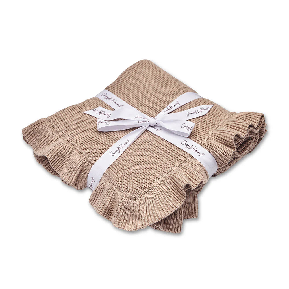 SNUGGLE HUNNY Ruffle Knit Organic Baby Blanket - Hazelnut