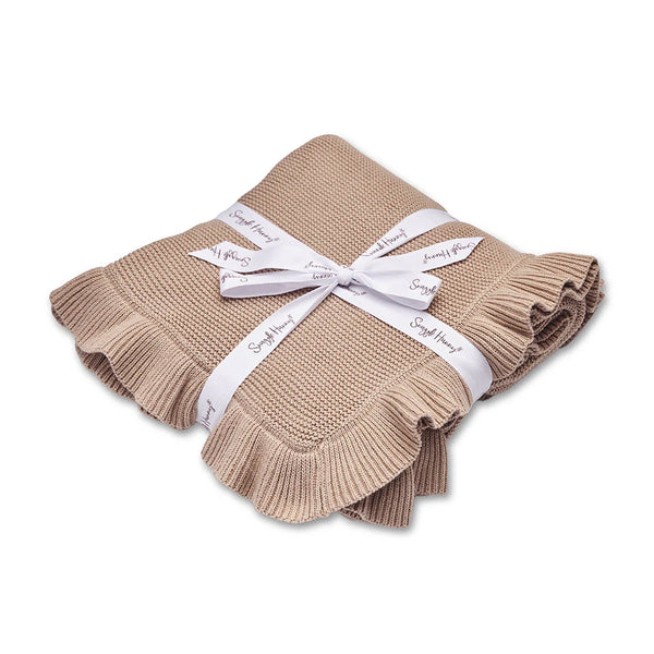 SNUGGLE HUNNY Ruffle Knit Organic Baby Blanket - Hazelnut