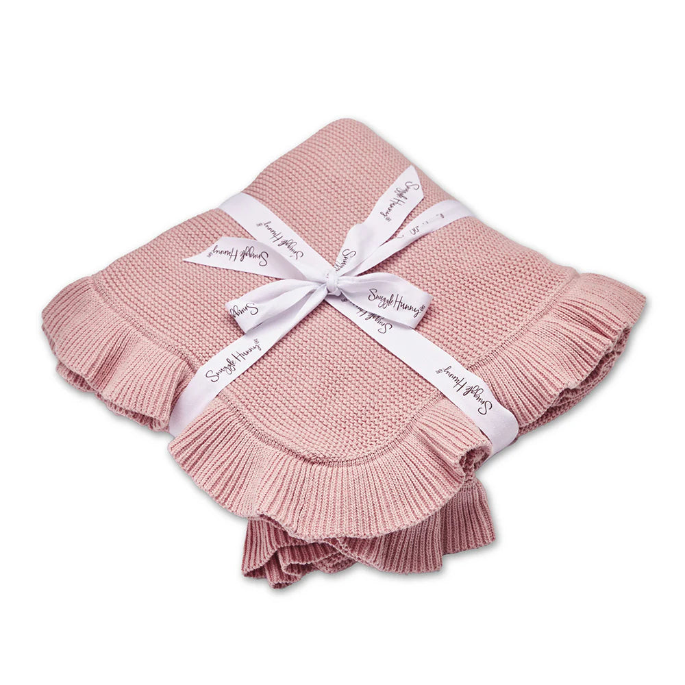 SNUGGLE HUNNY Ruffle Knit Organic Baby Blanket - Rosa