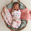 SNUGGLE HUNNY Jersey Wrap & Topknot set - Pink Wattle