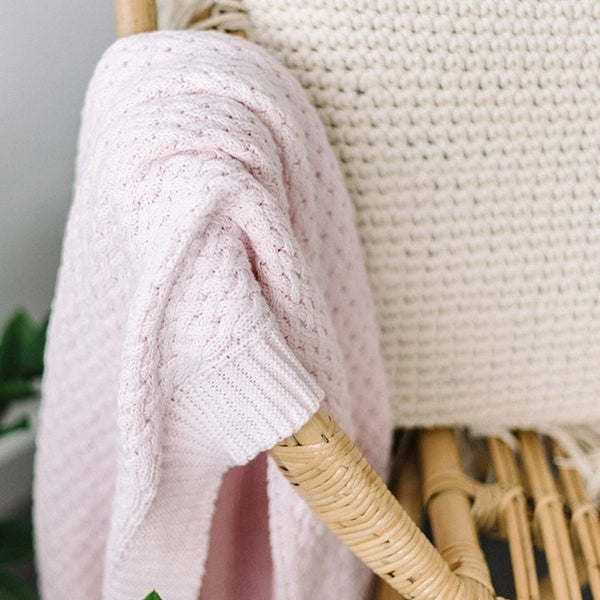 SNUGGLE HUNNY  Diamond Knit Baby Blanket - Blush Pink