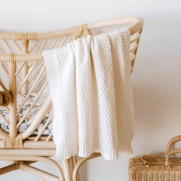 SNUGGLE HUNNY  Diamond Knit Baby Blanket - Cream