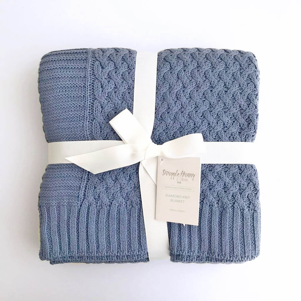 SNUGGLE HUNNY Diamond Knit Baby Blanket - River