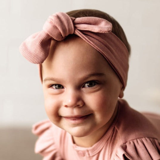SNUGGLE HUNNY  Ribbed Topknot Headband - Rose