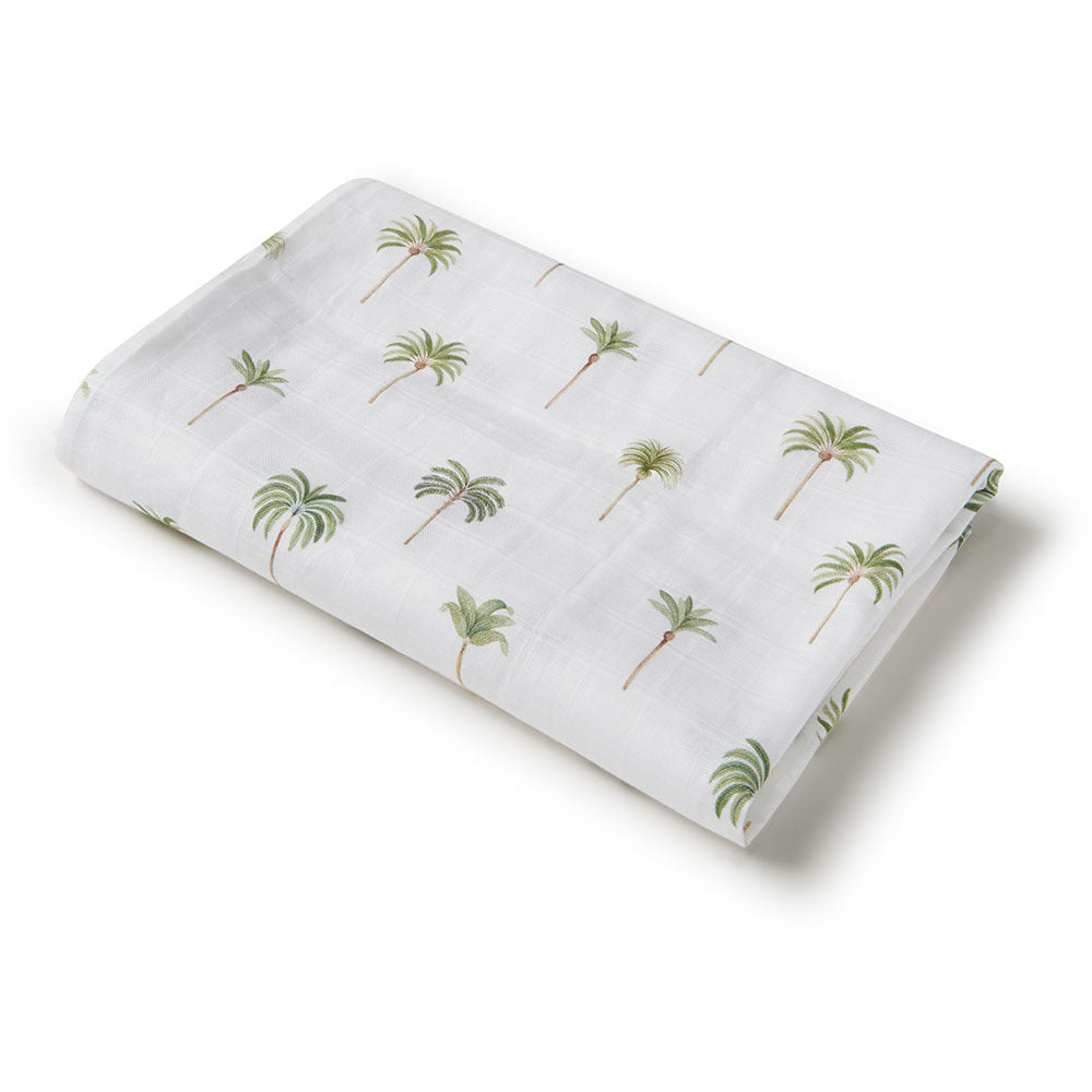 SNUGGLE HUNNY Organic Muslin Swaddle -  Green Palm