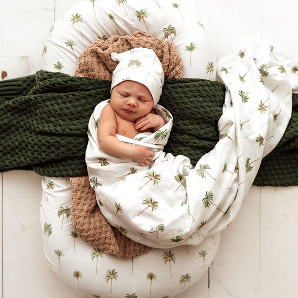 SNUGGLE HUNNY Organic Muslin Swaddle -  Green Palm