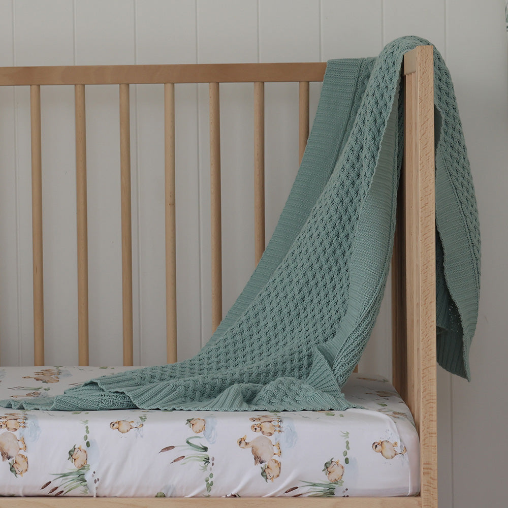 SNUGGLE HUNNY Diamond Knit Baby Blanket - Sage