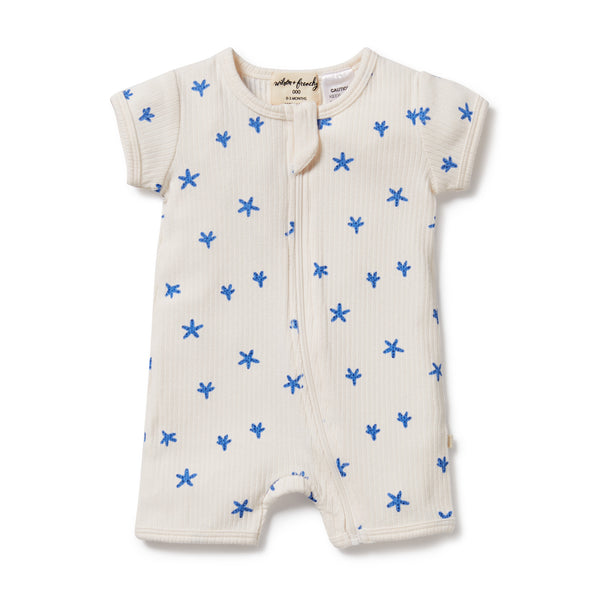 WILSON & FRENCHY Organic Rib Zipsuit - Little Starfish