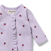 WILSON & FRENCHY Organic Waffle Ruffle Zipsuit - Berry Plums front detail