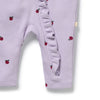 WILSON & FRENCHY Organic Waffle Ruffle Zipsuit - Berry Plums leg detail
