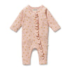 ROOM TO BLOOM Organic Waffle Ruffle Zipsuit - Little Fleur front