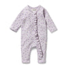 WILSON & FRENCHY Organic Waffle Ruffle Zipsuit - Lulu Daisy front