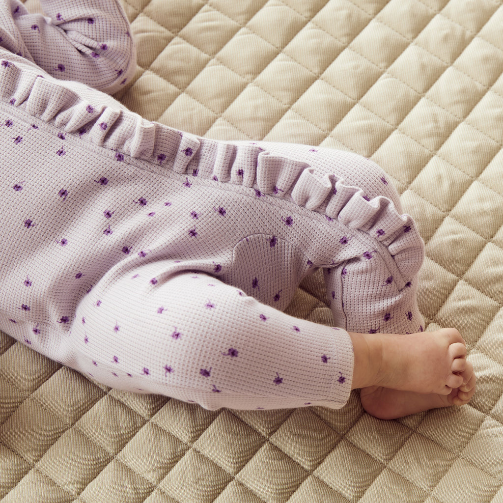 WILSON & FRENCHY Organic Waffle Ruffle Zipsuit - Lulu Daisy lifestyle detail