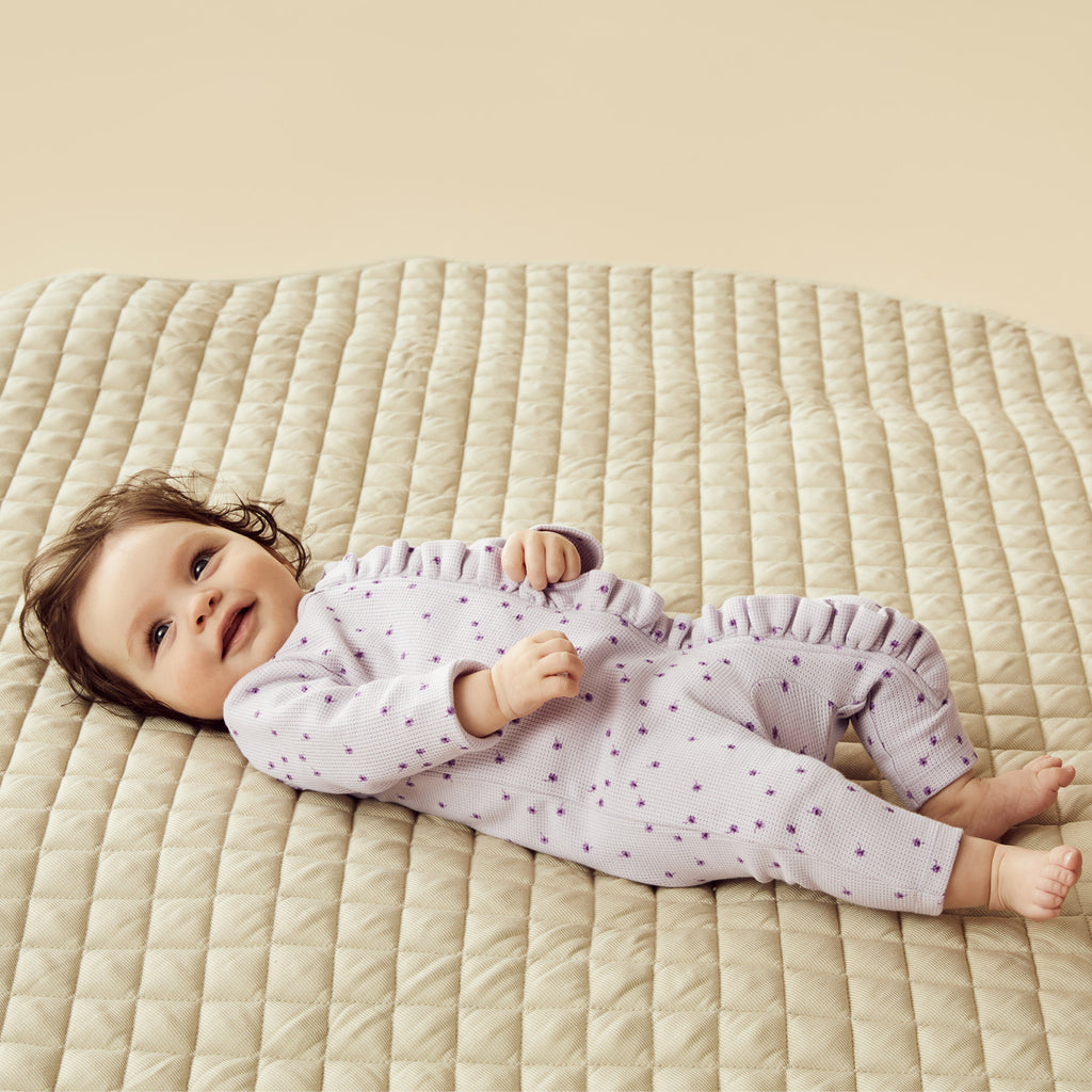 WILSON &  FRENCHY Organic Waffle Ruffle Zipsuit - Lulu Daisy lifestyle