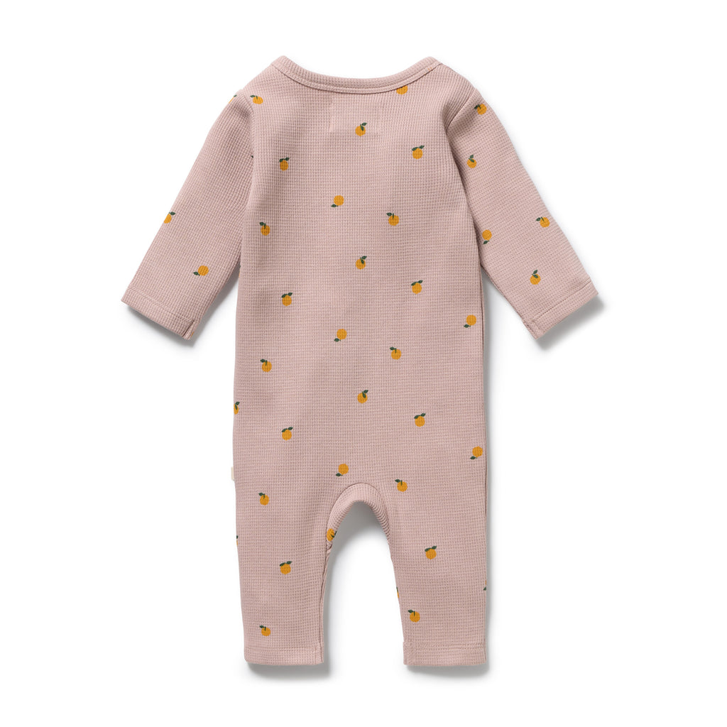 WILSON & FRENCHY Organic Waffle Ruffle Zipsuit - Mini Mando back