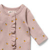 WILSON & FRENCHY Organic Waffle Ruffle Zipsuit - Mini Mando front detail