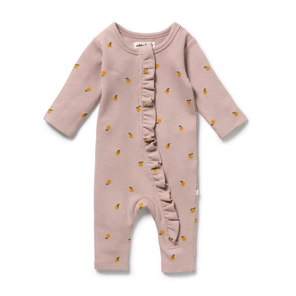 WILSON & FRENCHY Organic Waffle Ruffle Zipsuit - Mini Mando front
