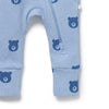 WILSON & FRENCHY Organic Waffle Zipsuit - Bear Hugs leg detail