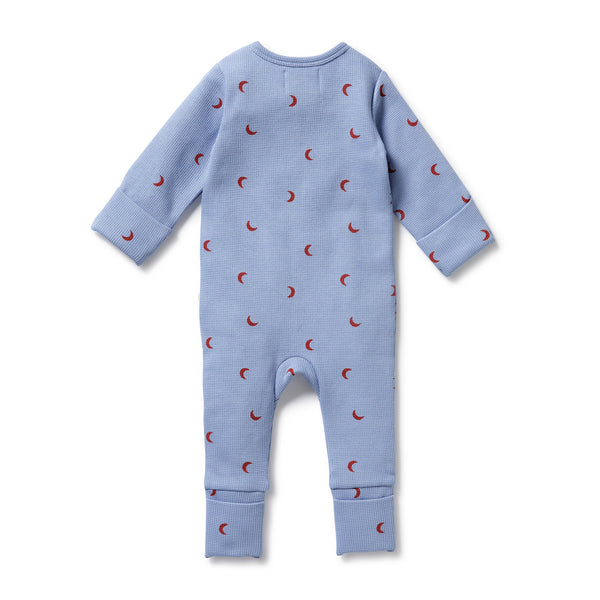 WILSON & FRENCHY Organic Waffle Zipsuit - Hey Moon back