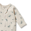 WILSON & FRENCHY Organic Waffle Zipsuit - Little Olive front detail