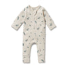 WILSON & FRENCHY Organic Waffle Zipsuit - Little Olive front
