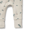 WILSON & FRENCHY Organic Waffle Zipsuit - Little Olive leg detail
