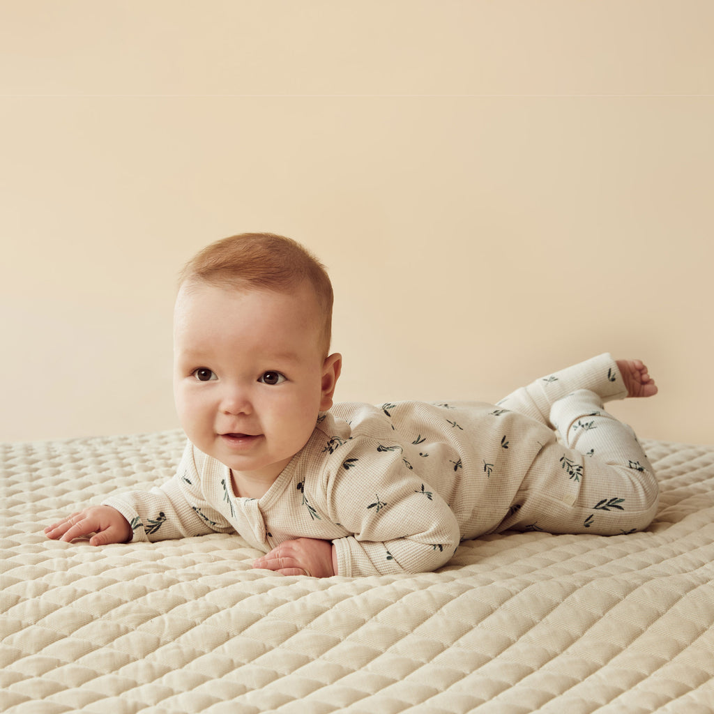 WILSON & FRENCHY Organic Waffle Zipsuit - Little Olive lifestyle