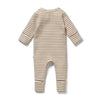 WILSON & FRENCHY Organic Waffle Zipsuit - Nutmeg Stripe back