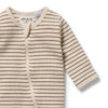 WILSON & FRENCHY Organic Waffle Zipsuit - Nutmeg Stripe front detail