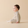WILSON & FRENCHY Organic Waffle Zipsuit - Nutmeg Stripe lifestyle