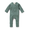 WILSON & FRENCHY Organic Waffle Zipsuit - Pine Green front