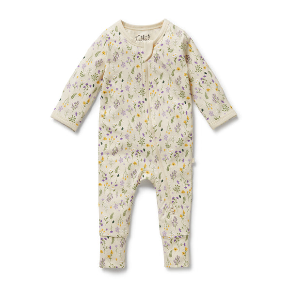 WILSON & FRENCHY Organic Zipsuit - Bella Floral front