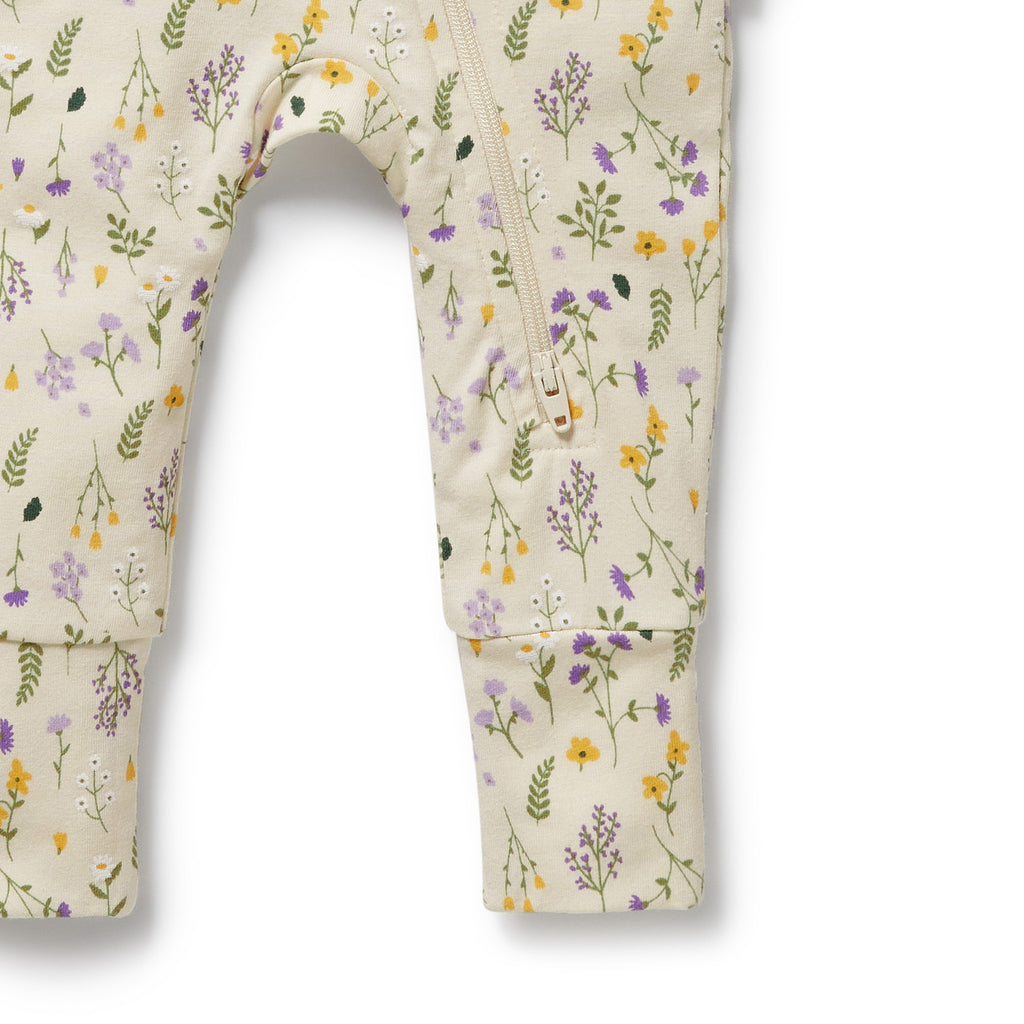 WILSON & FRENCHY Organic Zipsuit - Bella Floral leg detail