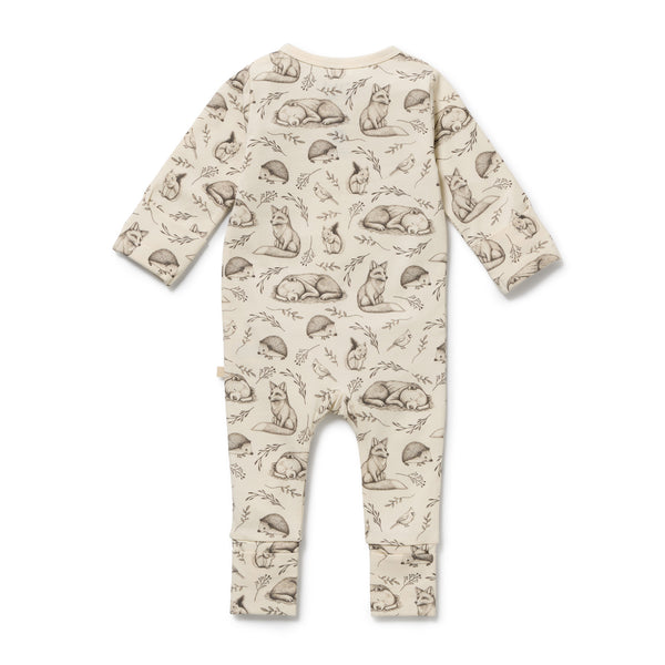 WILSON & FRENCHY Organic Zipsuit - Foxglove Forest back