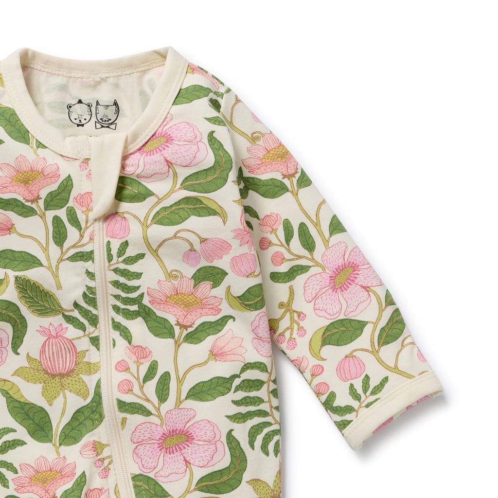 WILSON & FRENCHY Organic Zipsuit - Ma Fleur front detail