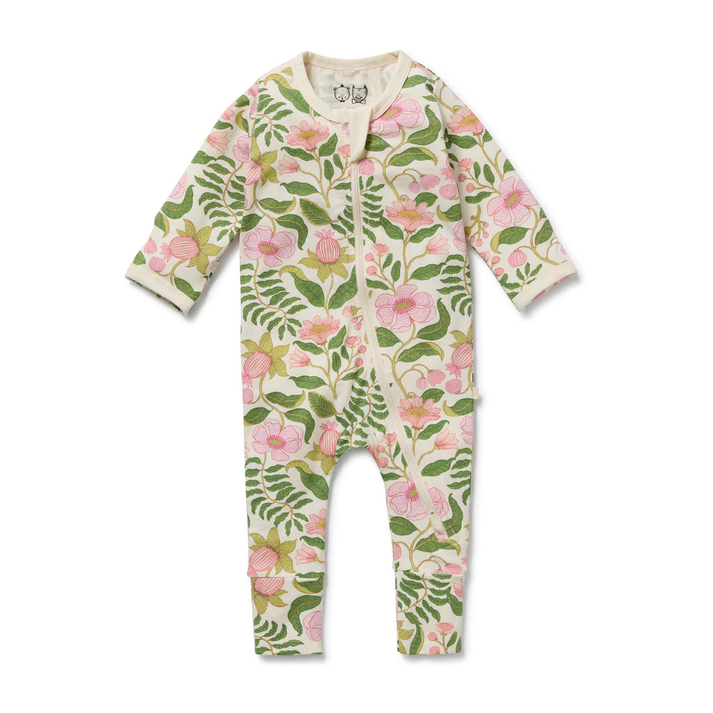 WILSON & FRENCHY Organic Zipsuit - Ma Fleur front
