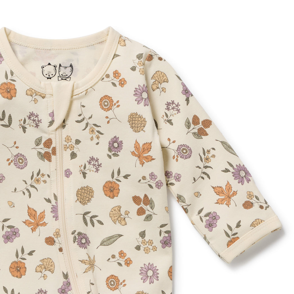 WILSON & FRENCHY Organic Zipsuit - Maple Glow front detail
