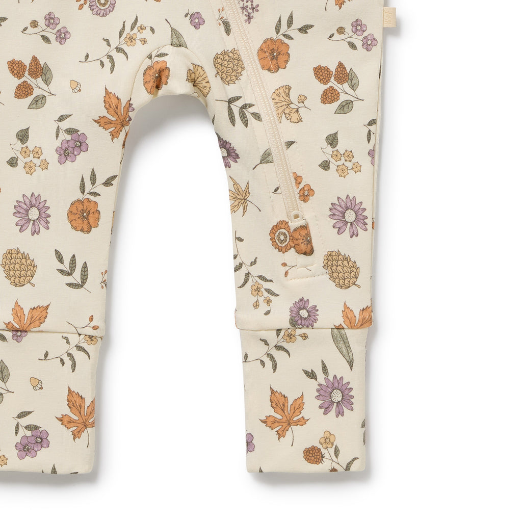 WILSON & FRENCHY Organic Zipsuit - Maple Glow leg detail