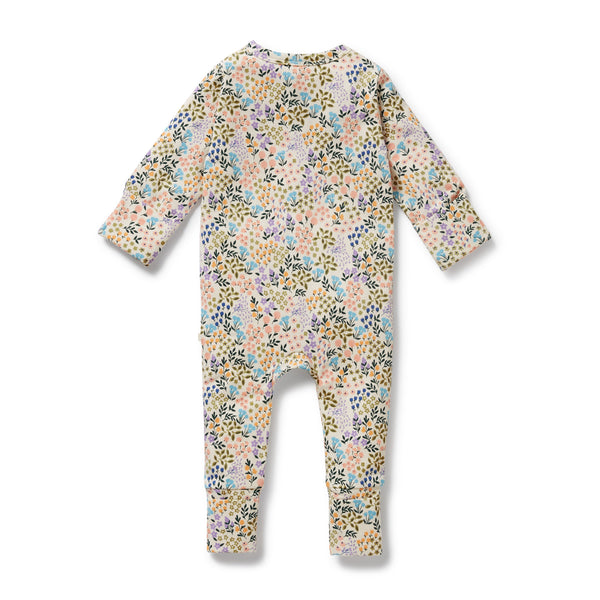 WILSON & FRENCHY Organic Zipsuit - Tiny Bloom back