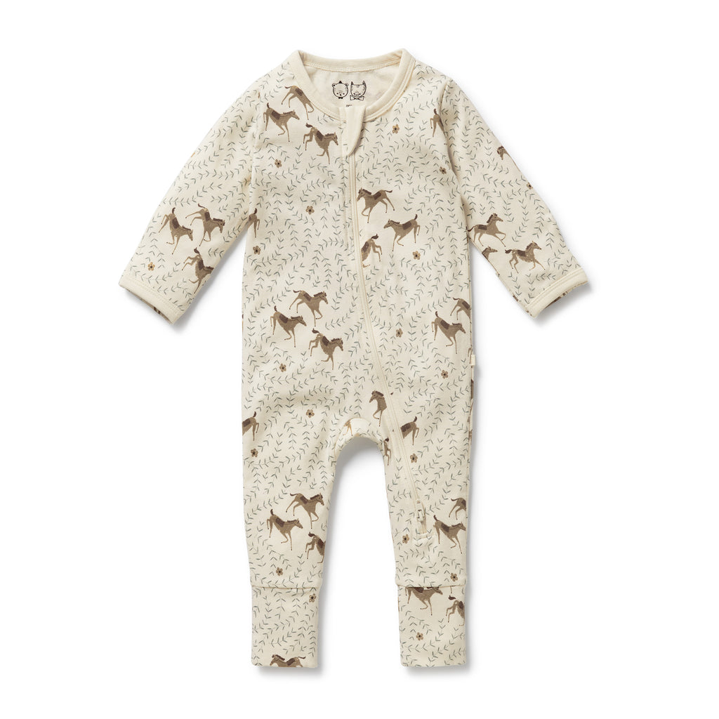 WILSON & FRENCHY Organic Zipsuit - Trixie Horse front