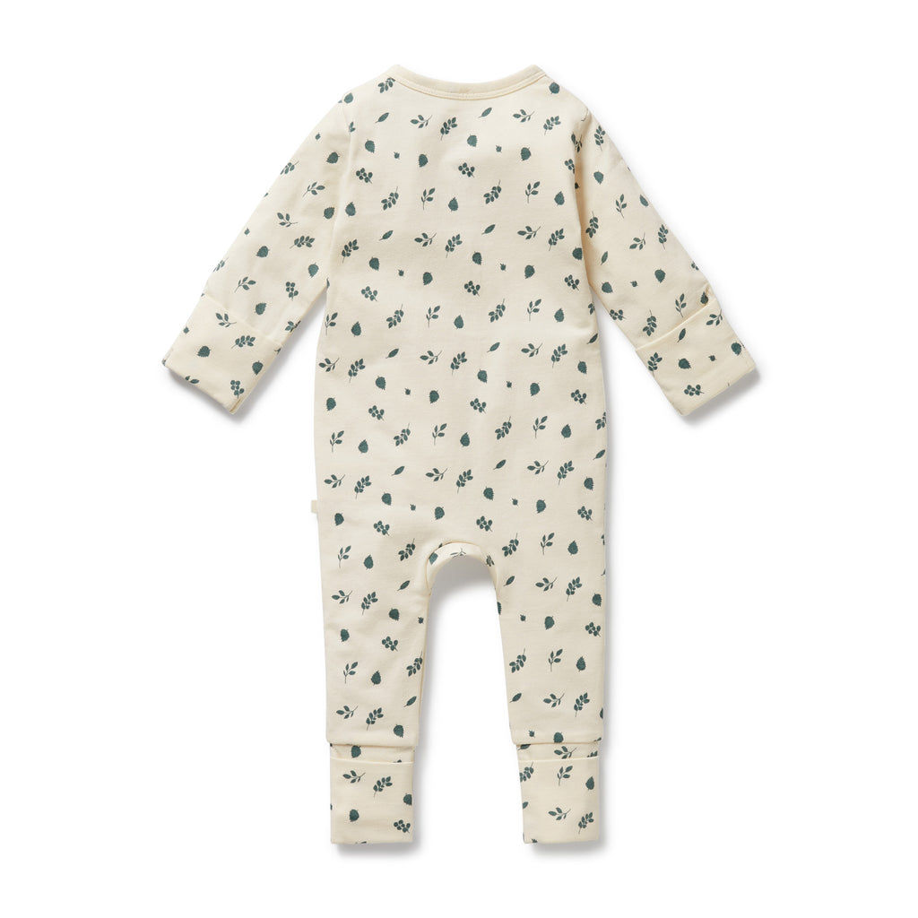 WILSON & FRENCHY Organic Zipsuit - Twilight Leaf back