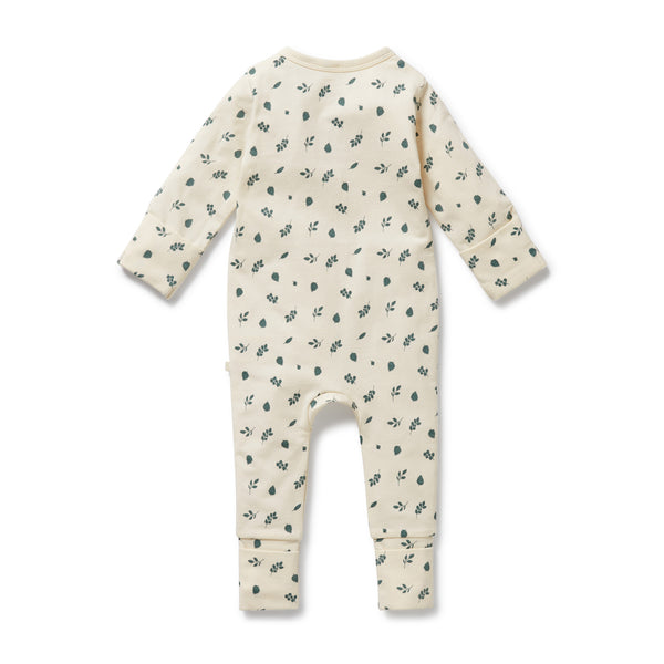 WILSON & FRENCHY Organic Zipsuit - Twilight Leaf back