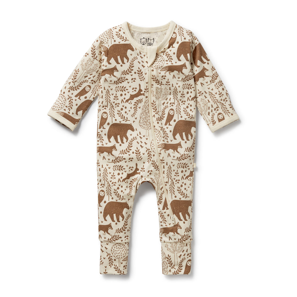 WILSON & FRENCHY Organic Zipsuit - Winter Forest front