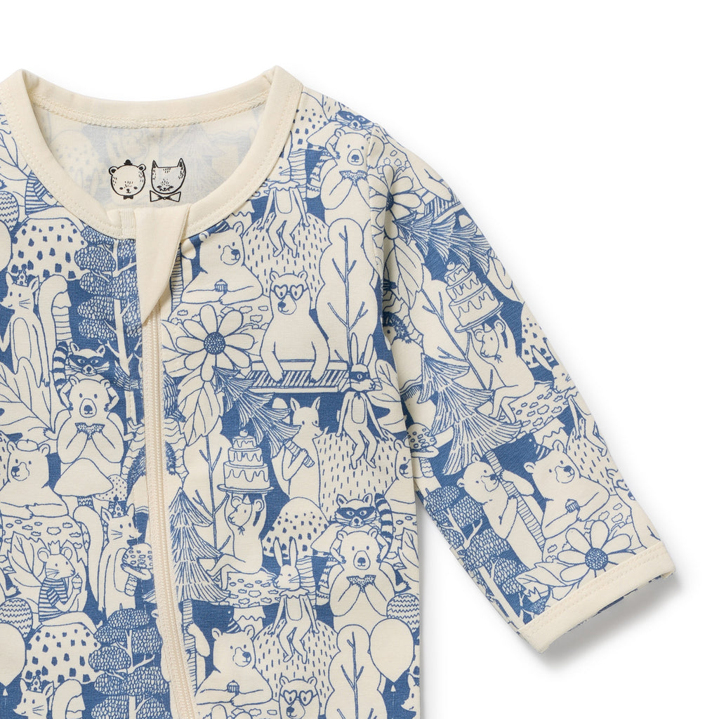 WILSON & FRENCHY Organic Zipsuit - Woodland Adventures front detail