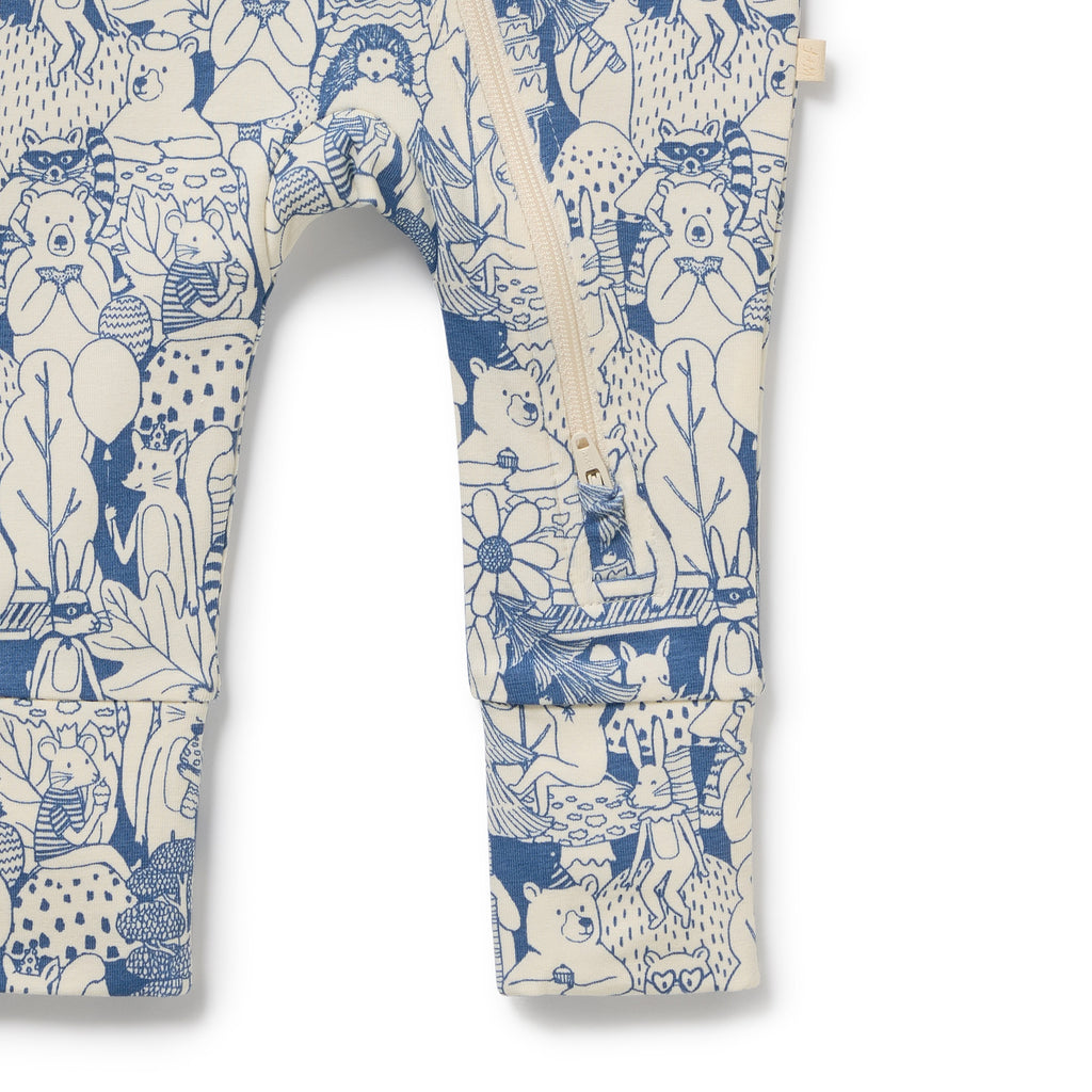 WILSON & FRENCHY Organic Zipsuit - Woodland Adventures leg detail
